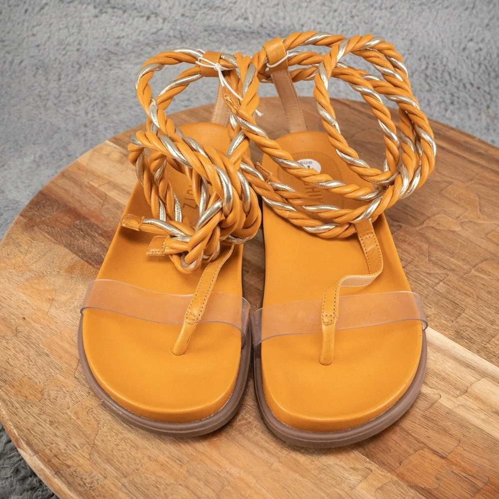 Schutz‎ Shoes Womens Size 6.5 Orange Rope Slide Sandals Braided Gladiator